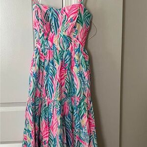 Tropical Print Dress by Lilly Pulitzer. No sash & price reflects that.